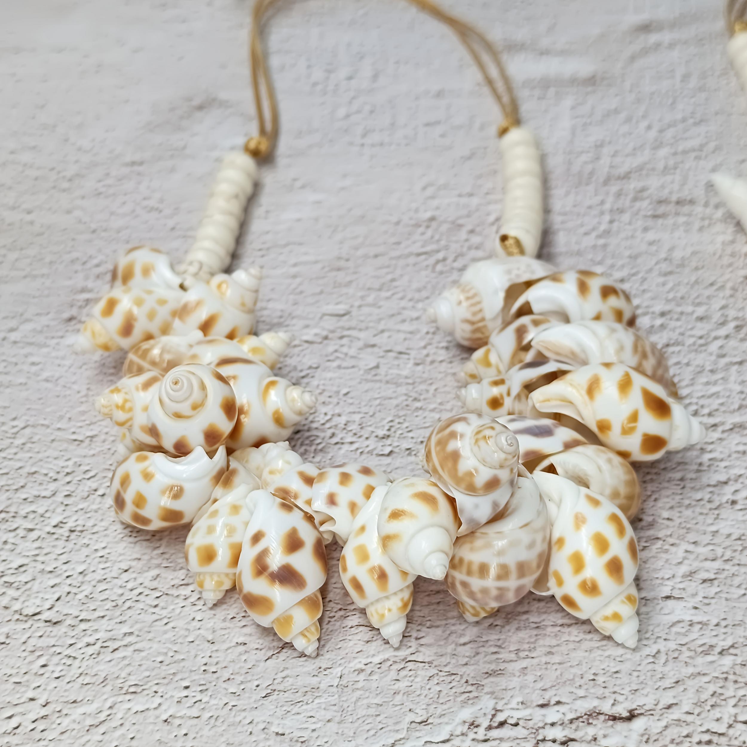 Natural Shell Necklace with Adjustable Cord for Beach Jewelry